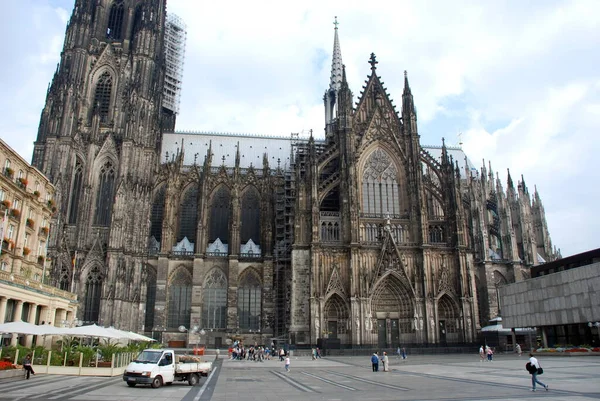 Monumental Building Construction Reconstruction Which Never Stops Cologne Cathedral Located —  Fotos de Stock