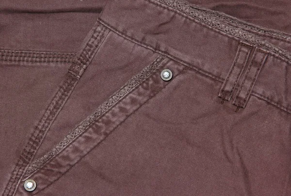 Texture Marrone Chiaro Tasca Jeans Con Diversa Direzione Cucitura — Foto Stock