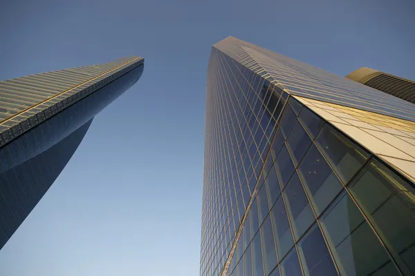 Skyscrapers in Madrid at dusk — Stock Photo, Image