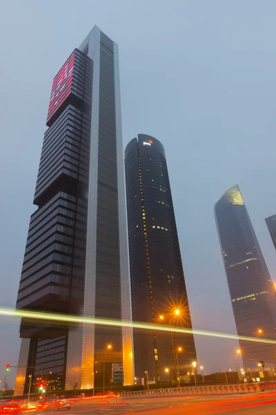 Skyscrapers in Madrid at night — Stock Photo, Image