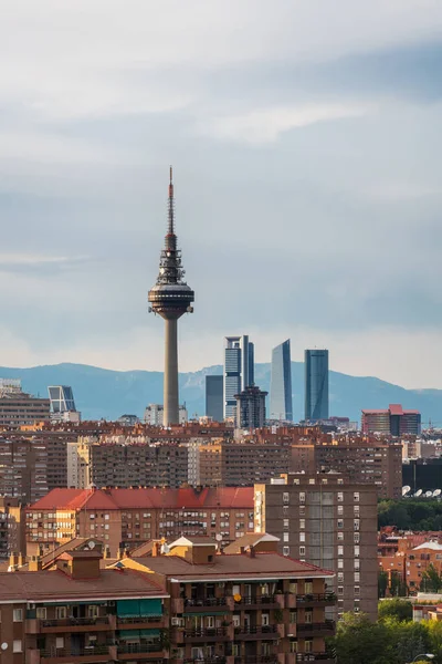 Skyline Van Madrid Schemering Gezien Vanaf Cerro Del Tio Pio — Stockfoto