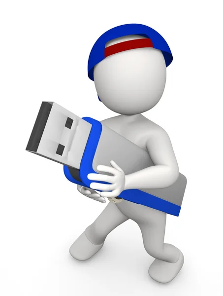 3d man with usb stick — Stock Photo, Image