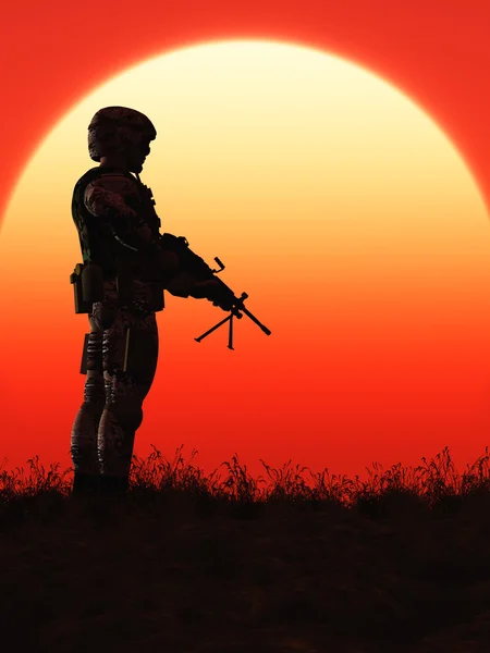 Soldier in the Sunset — Stock Photo, Image