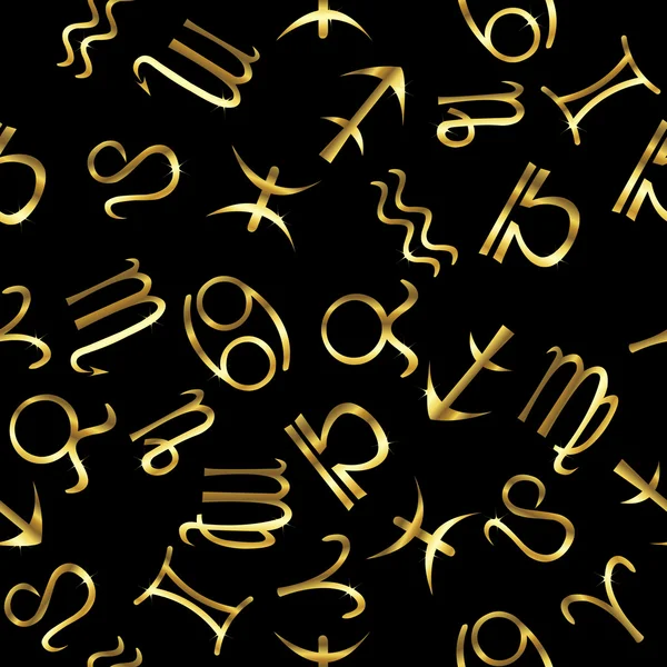 Golden zodiacal signs over black background — Stock Photo, Image