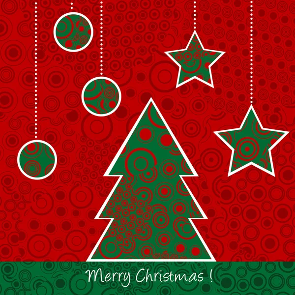 Christmas card with Christmas tree and balls — Stock Photo, Image