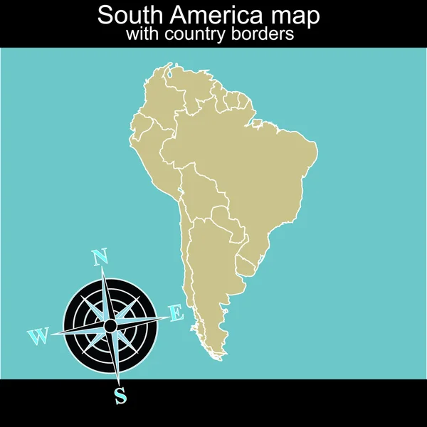 South America map with contry borders — Stock Photo, Image