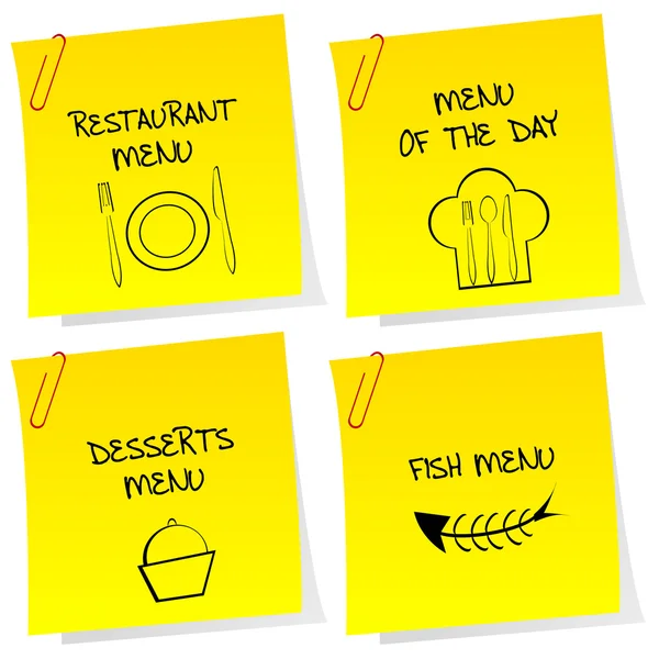 Sheets of paper with restaurant messages — Stock Photo, Image