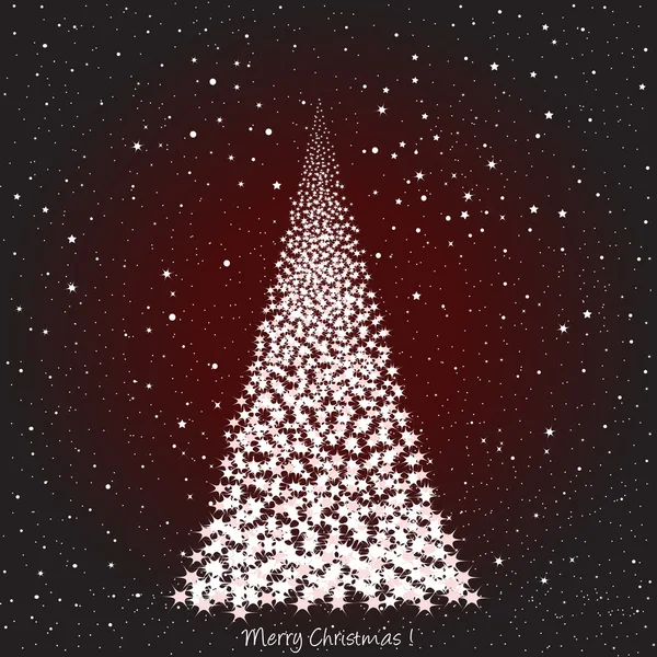 Fondo de Navidad con árbol de Navidad sobre cielo rojo nocturno —  Fotos de Stock