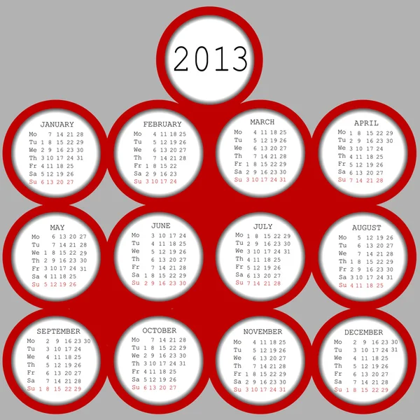 2013 red circles calendar — Stock Photo, Image