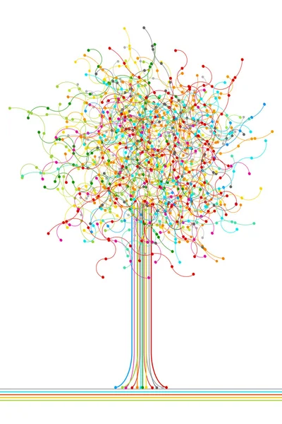 Кольорове дерево абстрактних мереж — стокове фото