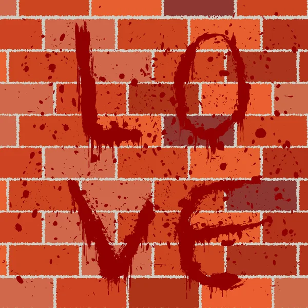 Texte sanglant sur le mur de briques — Photo