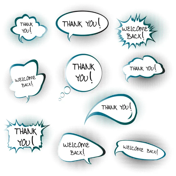 Chat bubbles with Thank you and Welcome back messages — Stock Photo, Image