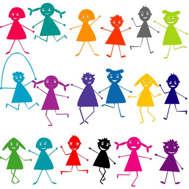 doodle siluetleri çocuk seti