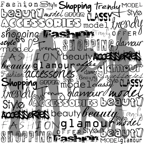 Tipografia de moda com texto e mulheres silhuetas — Fotografia de Stock