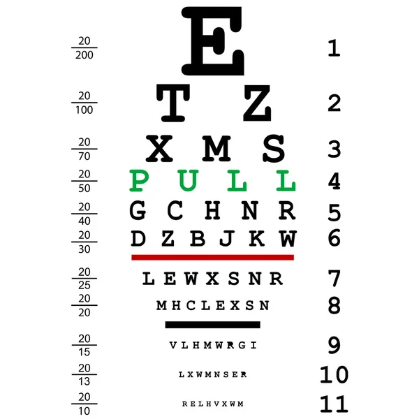 Optiskt öga testa med pull meddelande — Stockfoto