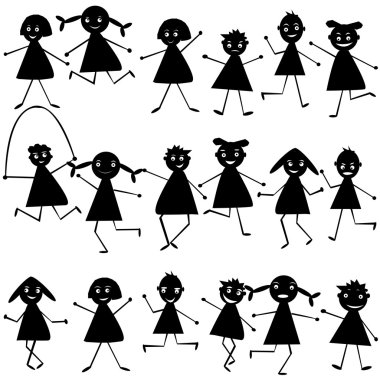 siyah doodle çocukları ayarla