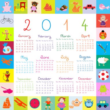 çocuklar için oyuncaklar ile 2014 takvim