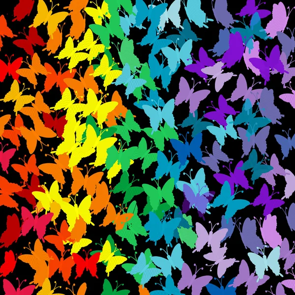 Seamless mönster med rainbow fjärilar — Stockfoto