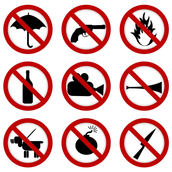 Prohibited signs for stadium access — Stock Photo, Image