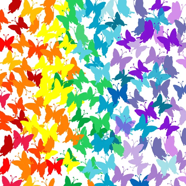 Pozadí s motýly v barvách duhy — Stock fotografie