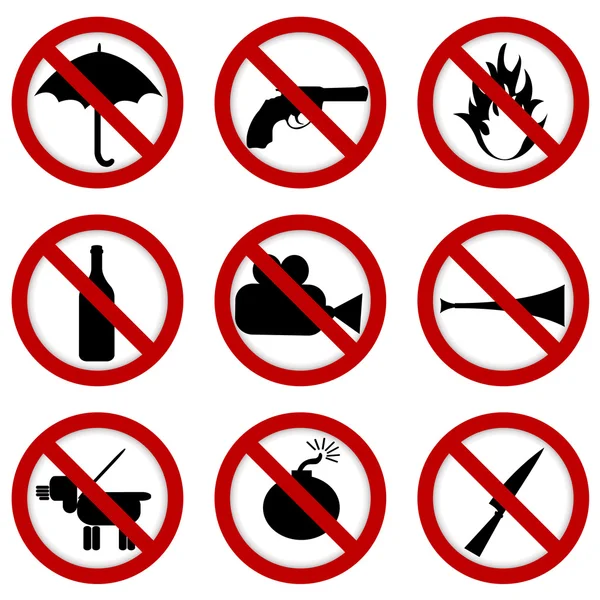 Prohibited signs for stadium access — Stock Image Prohibited signs for stadium access Royalty Free Stock Images