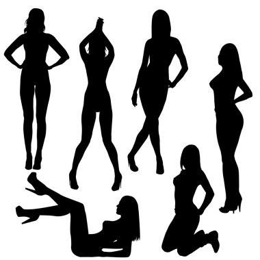 seksi çıplak kadın siluetleri kümesi