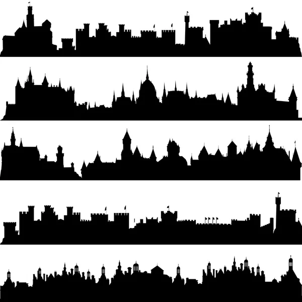 Cities and castles silhouettes — Stock Photo, Image