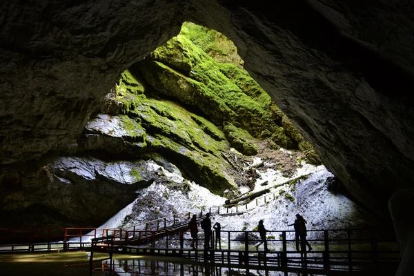 Wejście jaskini scarisoara, góry apuseni, Rumunia — Zdjęcie stockowe