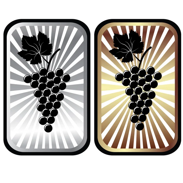 Etiquetas brillantes con uvas, publicidad de vino —  Fotos de Stock