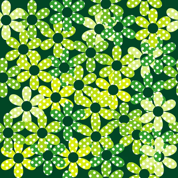 Seamless pattern with green dotted flowers — Stock Photo, Image