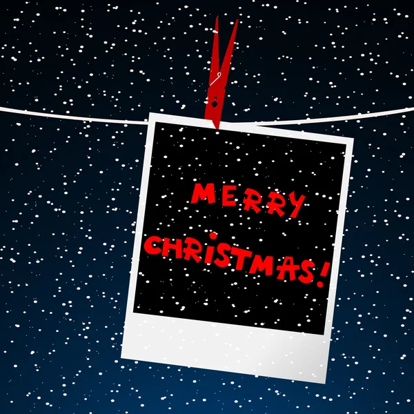 Feliz tarjeta de Navidad con foto sobre el cielo nocturno — Foto de Stock