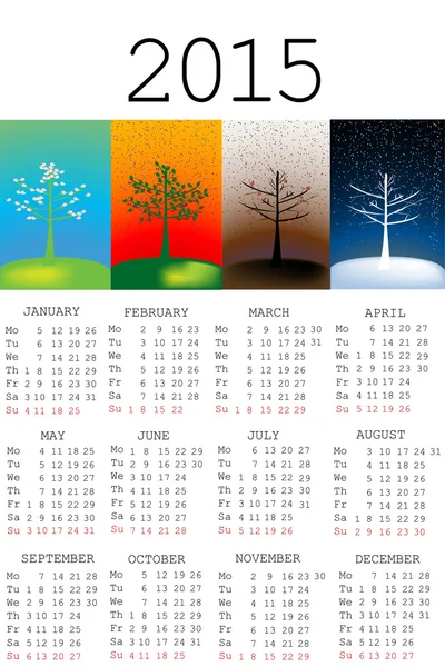 2015 calendar with seasons — Stock Photo, Image