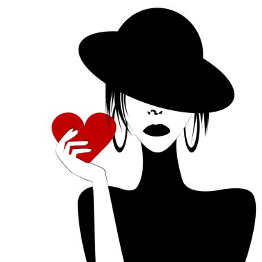 seksi kadın portre bir kalp tutan