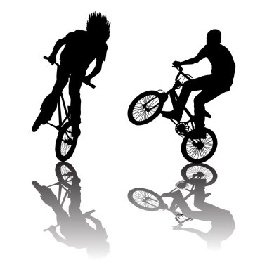 yapan motosikletçilerin Silhouettes