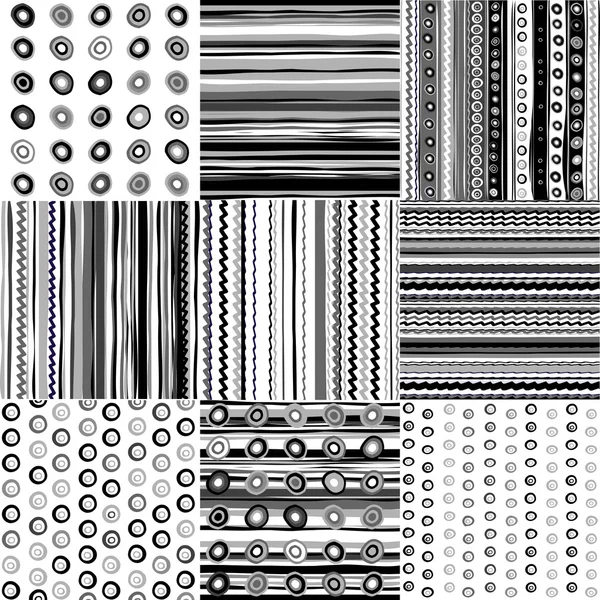 Conjunto de padrões de doodle preto e branco — Fotografia de Stock