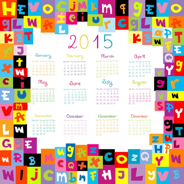 2015 Calendar with letters for schools — Stock Photo, Image