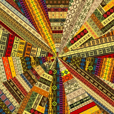 Sunburst patchwork kumaş WITF etnik motiflerle yapılmış