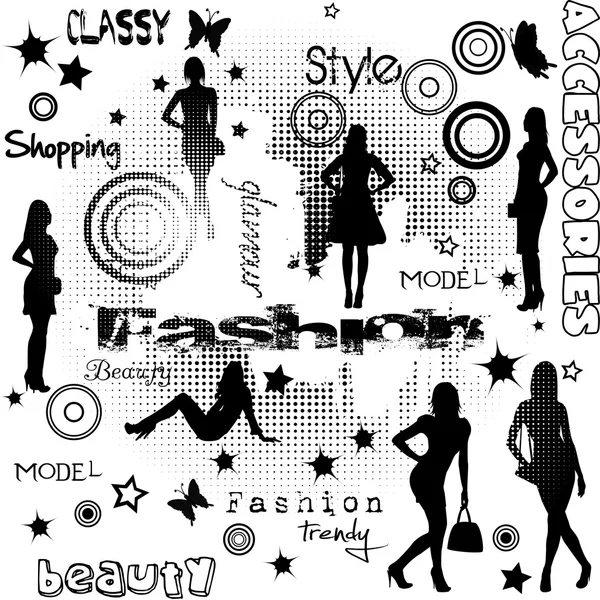 Modewerbung mit Frauensilhouetten — Stockfoto