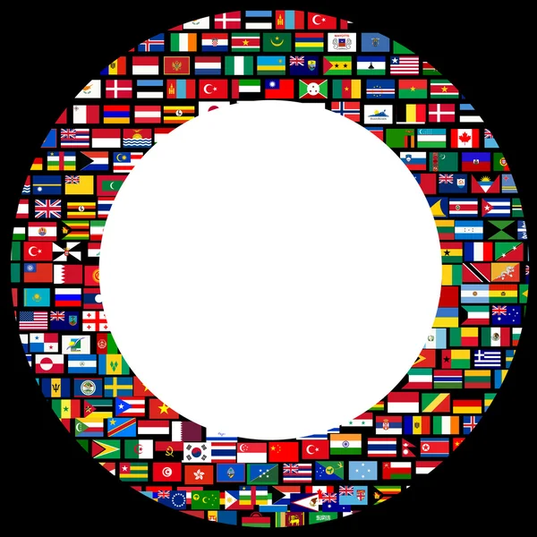 World flags circle frame over black background — Stock Photo, Image