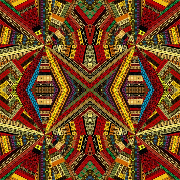 Kaleidoskop aus ethnischem Patchworkstoff — Stockfoto