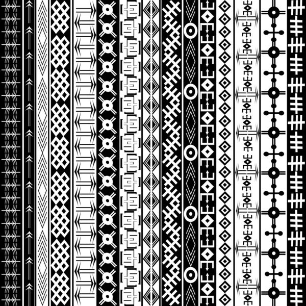 Texture with ethnic geometrical ornaments, black and white Afric — Stock Photo, Image