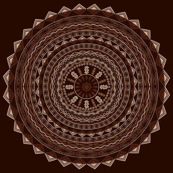 Okrągły ornament etnicznych w barwach cappuccino — Zdjęcie stockowe