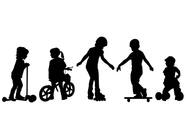 Active kids silhouettes — Stock Photo, Image
