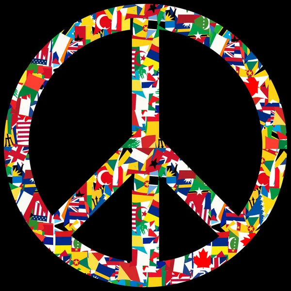 Символ мира с мировыми флагами — стоковое фото