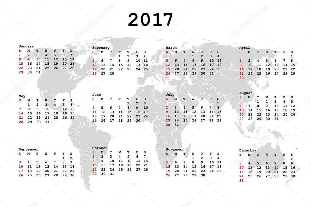 eigendom Aanbeveling Opsommen 2017 Calendar for agenda with world map Stock Photo by ©hibrida13 48913853