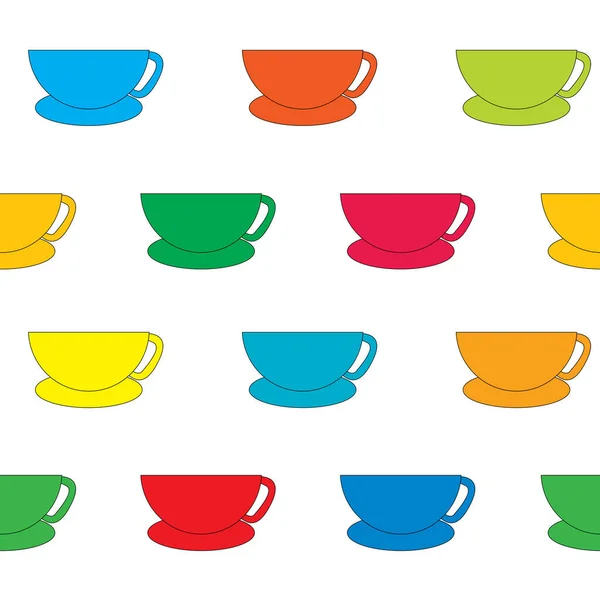 Fond Sans Couture Coloré Avec Des Tasses — Image vectorielle