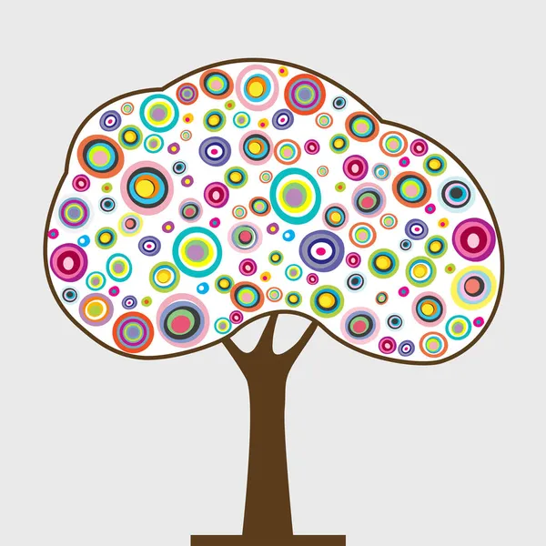 Abstrakter Bunter Baum Mit Kreisen Und Punkten — Stockvektor