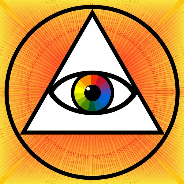 Alziend Occult Oog Derde Oog Oog Van Voorzienigheid — Stockvector