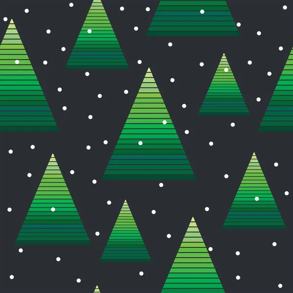 クリスマスツリーと雪の結晶とクリスマス包装紙 — ストックベクタ