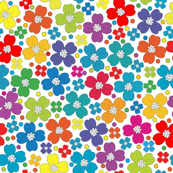 Colorful Seamless Pattern Flowers — Stock Vector